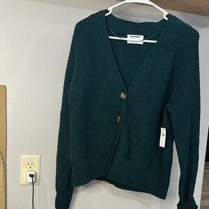 Old Navy Green Knit Cardigan V-Neck Sweater